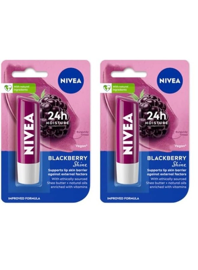 NIVEA Lip Balm, black Berry Shine, 4.8G - Image 1